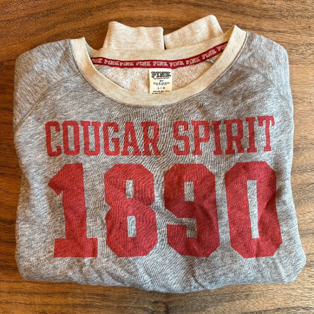 Victoria's Secret PINK WSU University Cougar 1890 Crewneck Sweatshirt Size Large